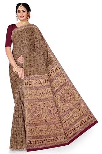 Image of TAMAIRA FASHION Mulmul Pure Cotton Saree For Woman Warli Printed |Office Wear Daily Wear Sarees For Women Without Blouse Piece(Available in 16 Colours)
