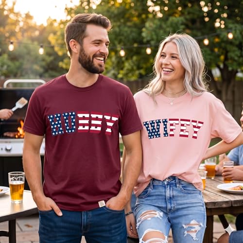 Image of Anniversary Matching Shirts, for Couple, Heart Design T-Shirt Set, Wedding Present, Honeymoon Outfit