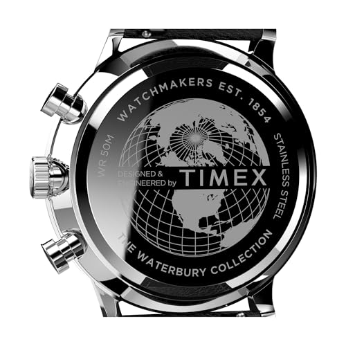 Image of TIMEX Waterbury Classic Analog White Round Dial & Black Leather Strap Band Water Resistant Men's Wrist Watch - TWEG26602