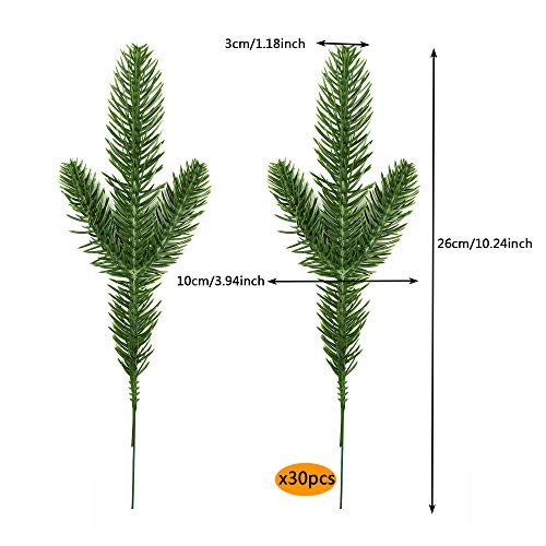 Xipegpa SB-122 30Pcs 10.24 X 3.94 Inches Artificial Pine Branches Green Leaves Needle Garland Green Plants Pine Needles thumb #2