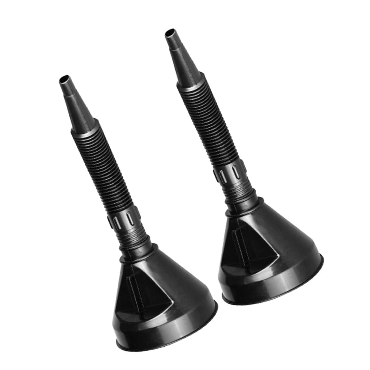 Embudo de Gasolina Multifunción 165mm Manguera, 2 Piezas | Plástico Negro, Boca Ancha Alargada, Uso Automotriz, para Trasvase de Fluidos y Repostaje Rápido
