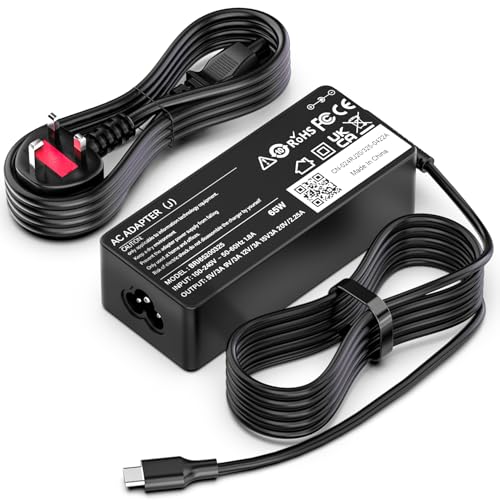 65W USB C Laptop Charger for Lenovo ThinkPad T14 T15 T480s T480 T490 T490s T580 T590 E15 E480 E490 L380 L390 X13 X280 X380 X390 Chromebook C330 S330 100e 300e 500e Type C Power Supply AC Adapter