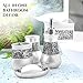 Creative Scents Crackled Glass Silver Bathroom Accessory Set - 4 Piece Bathroom Sets Accessories Included: Soap Dispenser, Toothbrush Holder, Tumbler and Soap Dish