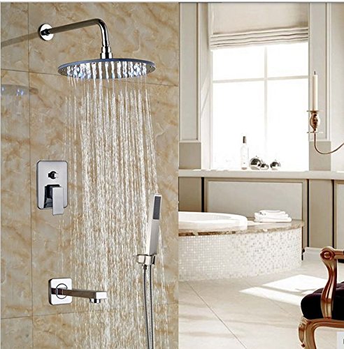 Robinet de douche lumineuse LED Gowe mitigeur de baignoire mural chrome avec poignée
