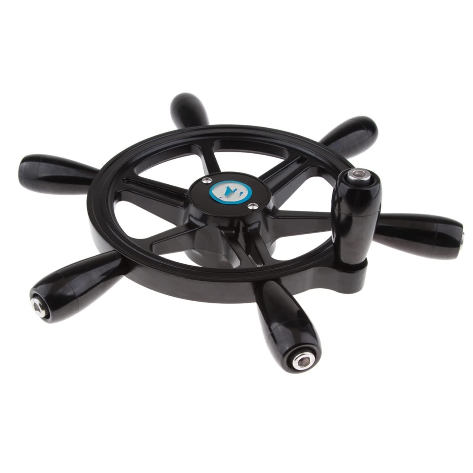 6-Speichen-Nautik-Schiffs-Steuerrad, 3/4 Zoll-Schaft, mit abnehmbarem Steuerknauf, Boot, 15 Zoll, 38 cm Durchmesser, Schwarz Bootsruder