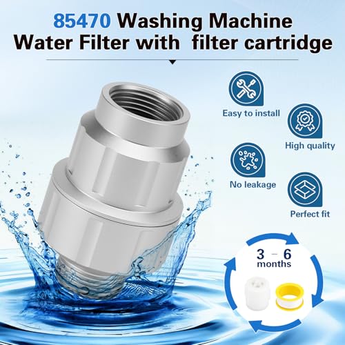 Image of Upgraded 85470 Washing Machine Water Filter,Micron Down Sediment Filter,85470 inline Filter Head Compatible with Most Standard Washers,Made of Aluminum Alloy(with Replacement Filter)