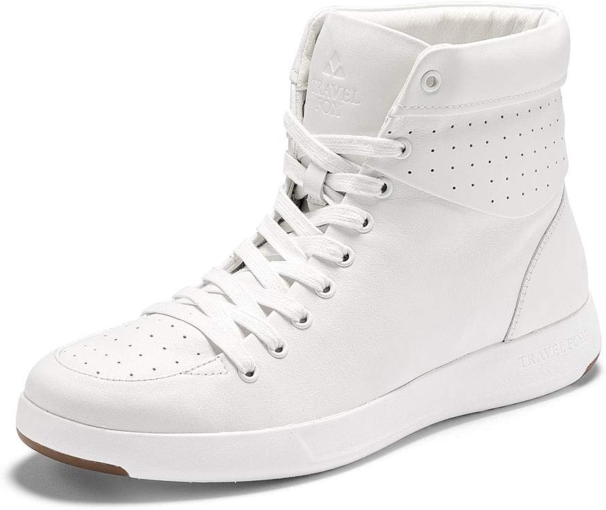 TRAVEL FOX Men's 900 Cloud White Nappa Leather Round Toe Lace-Up High-Tops US Size 10