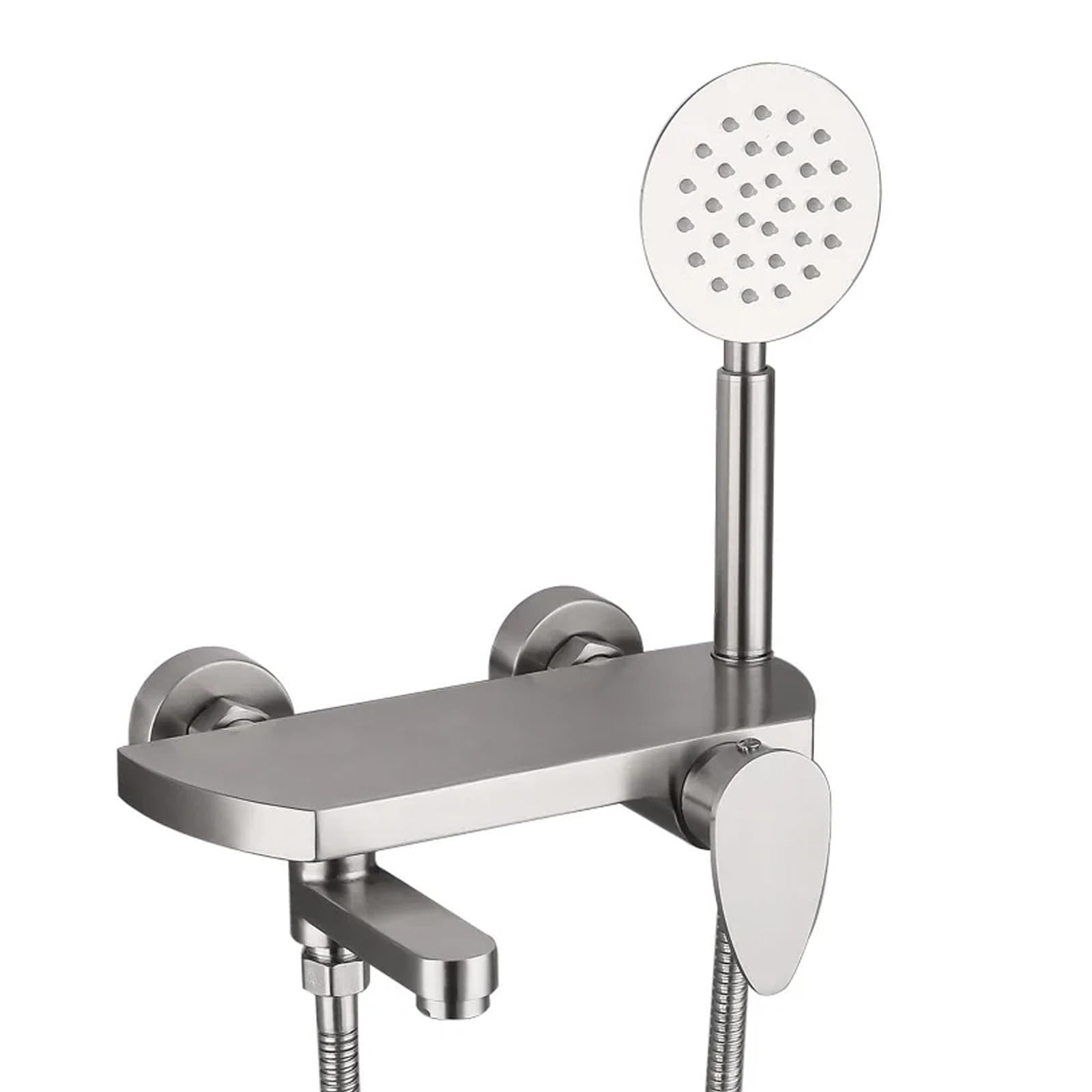 SWENEEN Stainless Steel Wall Mount Tub Faucet With Handheld Shower And Swivel Spout Brushed Finish Includes 59In Shower Hose For Bathroom Mixer Tap,