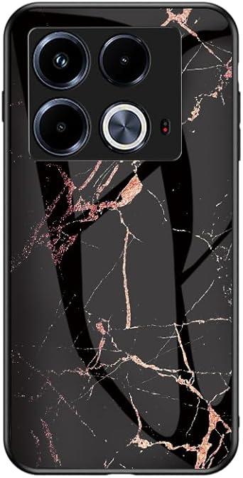 Compatible with Infinix Note 40 4G Case,3 in 1 PC Glass Back Panel+TPU Silicone Anti-Drop Phone Case Cover Glod