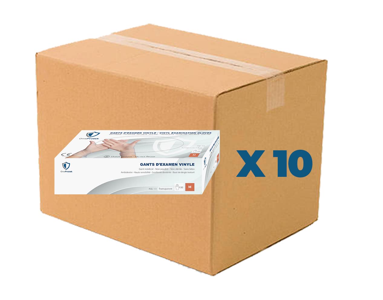 Gants jetables en Vinyle - Lot de 10x Boîtes de 100 gants jetables Taille M - non poudrés, sans latex - Multi-usages et résistants Protection contre les risques chimiques