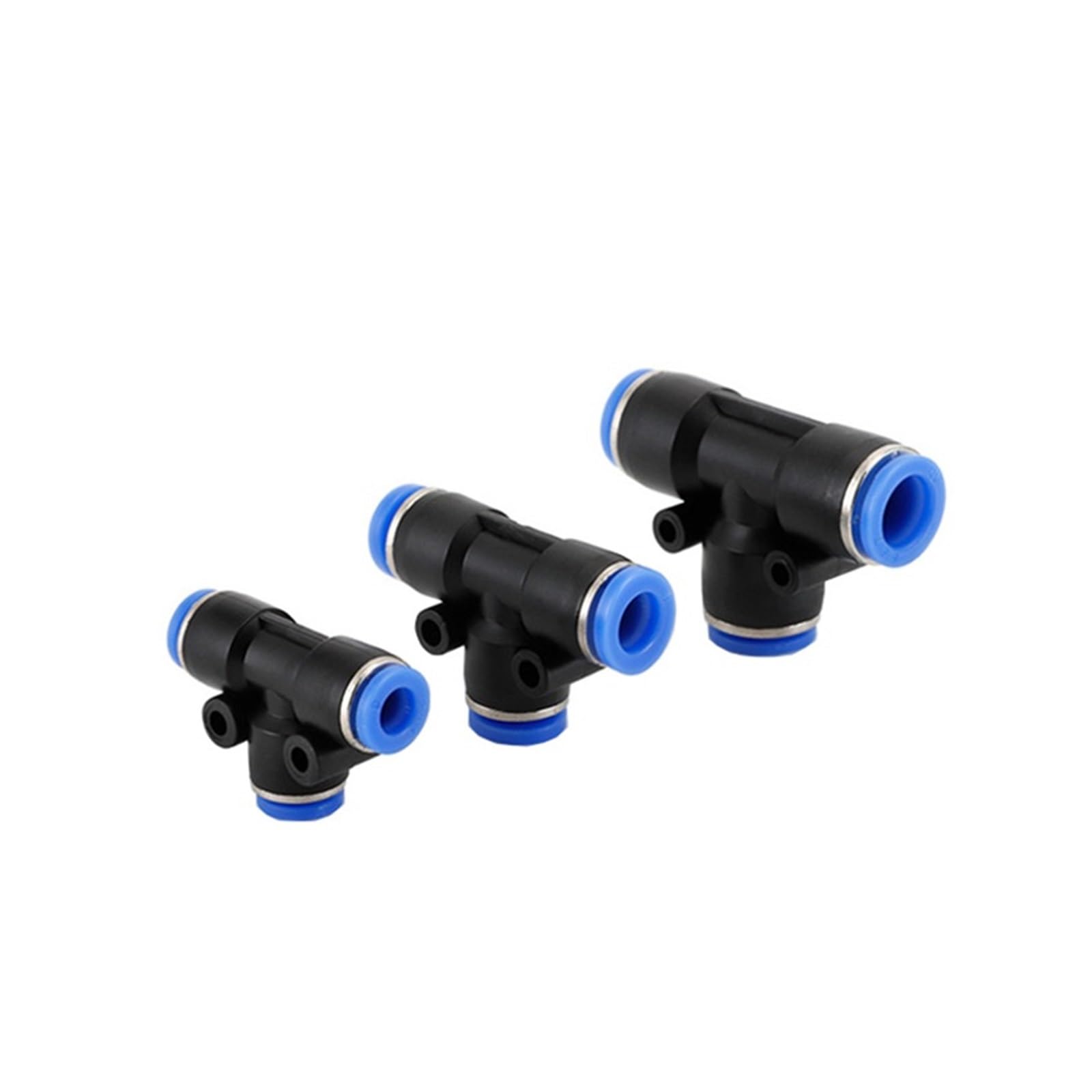 Conector neumático 100 Uds conectores de aire PE 4 6 8 10 12MM conector neumático conexión rápida bloqueo deslizante Tee 3 vías tubo de plástico conector de tubo de manguera de agua(PE-10)
