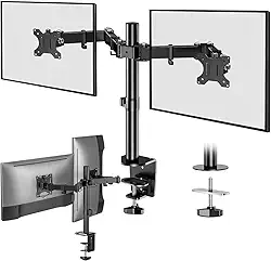 Suporte Bi-Articulado para 2 Monitores 14-30" Braço Articulado Ajustável Mesa para Monitor VESA 75x75/100x100, com Gerenciamento de Cabos