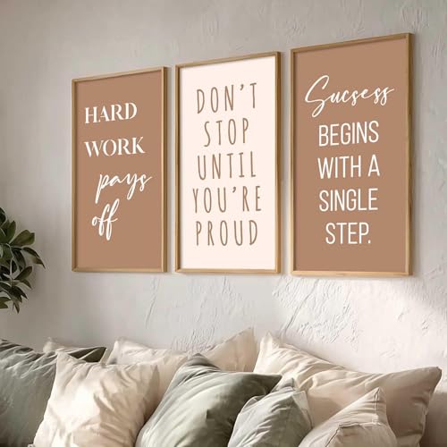 Image of kotart - Motivational Wall Decor Paintings| Painting for wall Hanging | Quotes Wall Decor Paintings | Motivational Quotes Poster With Frame | Wall Hanging Painting For Office Living Room Bedroom Set of 3 (13x25 inch, E)