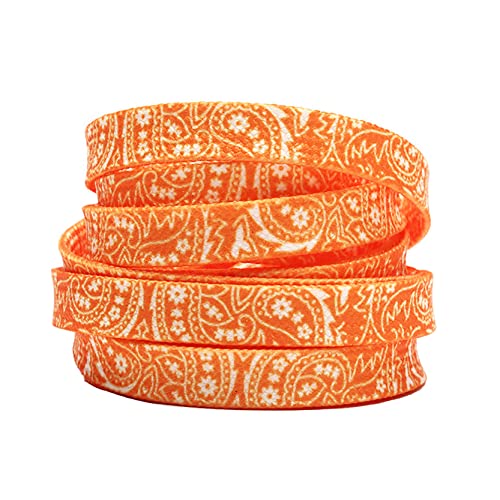 AcrossSea 47" Flat Paisley Orange Shoelaces 2 Pairs Fashion Sneakers Bandana Shoelaces for Athletic sport/Running Sneakers