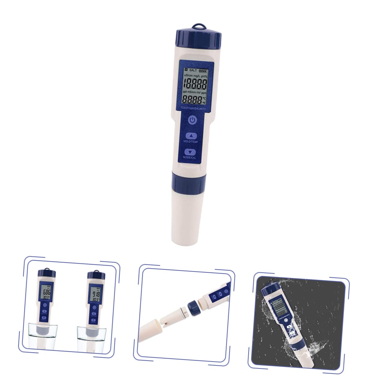ULTECHNOVO Digitaler Salzgehaltsmesser und Temperaturmessgerät aus Kunststoff für Aquarien und Fischbecken mit Einzigartigem LCD Design und 3 Stück Lr44 Batterien zur Präzisen Messung