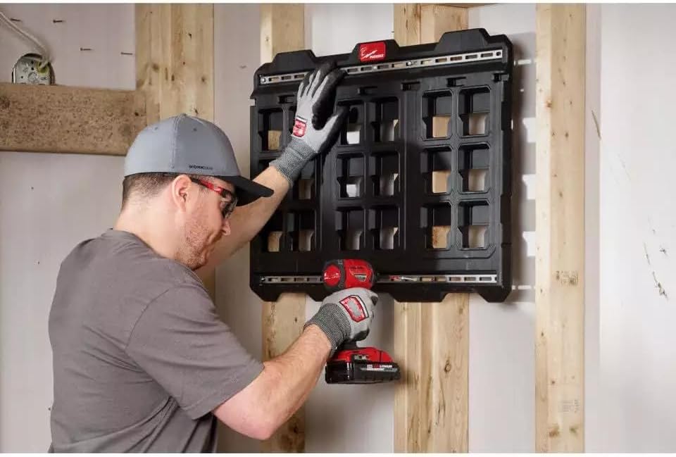 48-22-8497 For Milwaukee PACKOUT Large Wall Plate w/Metal Mounting Tracks，Length 1.2 in Height 20 in Width 30.75 in