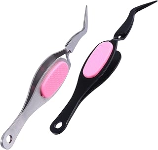 VILLCASE 2pcs Nail Positioning Clip Bulk Tweezers Manicure Tools Professional Lash Tweezers Craft Tweezers Nail Tweezers Precision Tweezers Set Stainless Steel Craft Tweezers Hobby Tweezers
