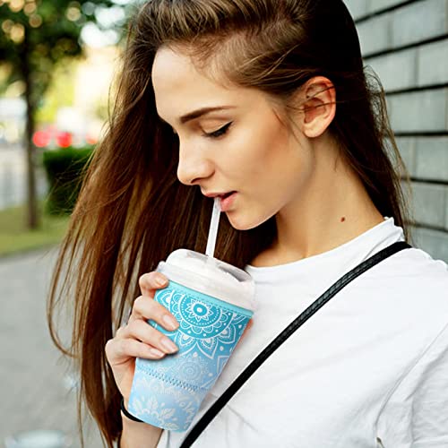 4 Pieces Reusable Coffee Sleeve Cup Insulator For Cold Drinks Beverages And Neoprene Holder For Most Coffee (30-32 Oz Large,Datura Style) #TOP5