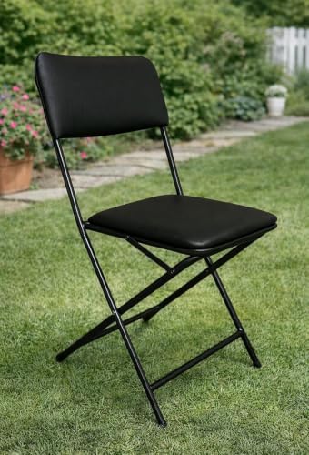 Image of Bhavane Furniture Portable Folding Chair with Soft Cushioned Seat | Heavy Duty Foldable Metal Chair | Space Saving Chair for Home, Office, Dining, Balcony, Camping, Events & Guest Seating