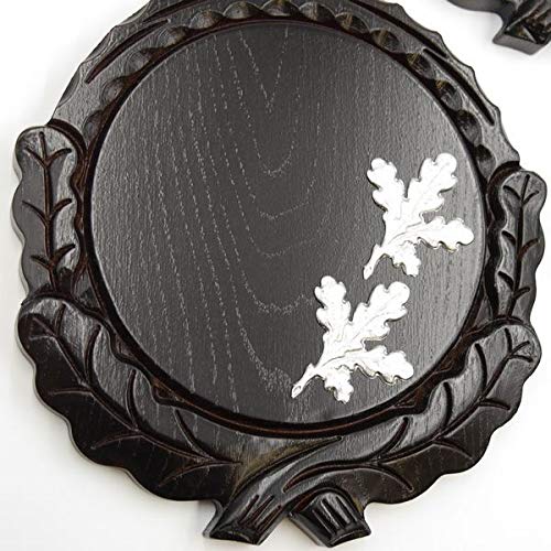 GTK - Juego de 3 placas de cuña talladas oscuras AF 16 cm con 6 hojas de roble, portada de aluminio