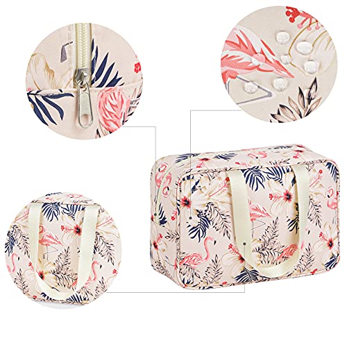 Full Size Toiletry Bag Women Large Cosmetic Bag Travel Makeup Bag Organizer Medicine Bag For Toiletries Essentials Accessories (Large, Brown) (Large, Beige Flamingo) #TOP3