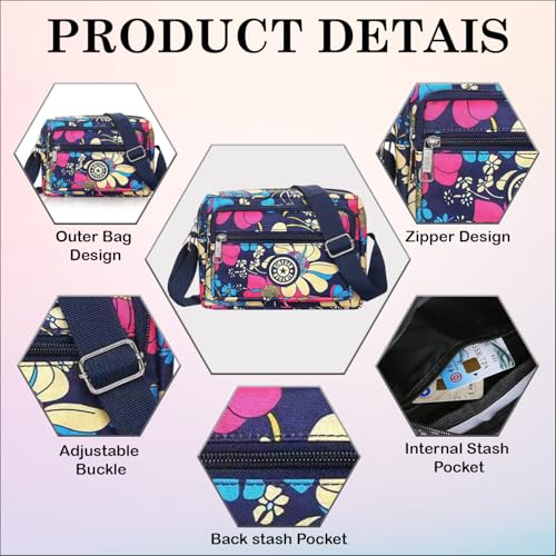 Image of MOMISY Women Mobile Messenger cellphone Bag Ladies Nylon Shoulder Cross Body Long Strap for College, Outing, Travelling, Work