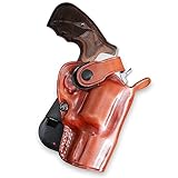 Leather Paddle OWB Revolver Holster with Retention Strap Fits S&W Performance Center Mod. 627 357 Mag 8-Shot Unfluted Cyl 2-5/8'', R/H Draw, Brown Color #1489#