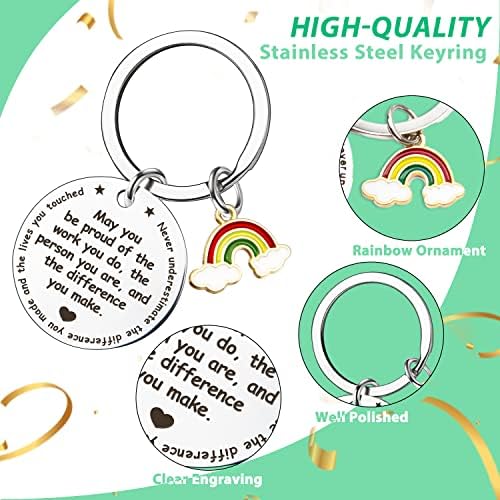 Leaving Gifts for Colleagues Keyring Thank You Gifts with Rainbow Decoration Stainless Steel KeychainMay You Be Proud of the Work for Employees, Coworkers, Teachers, Nurses, Retirement