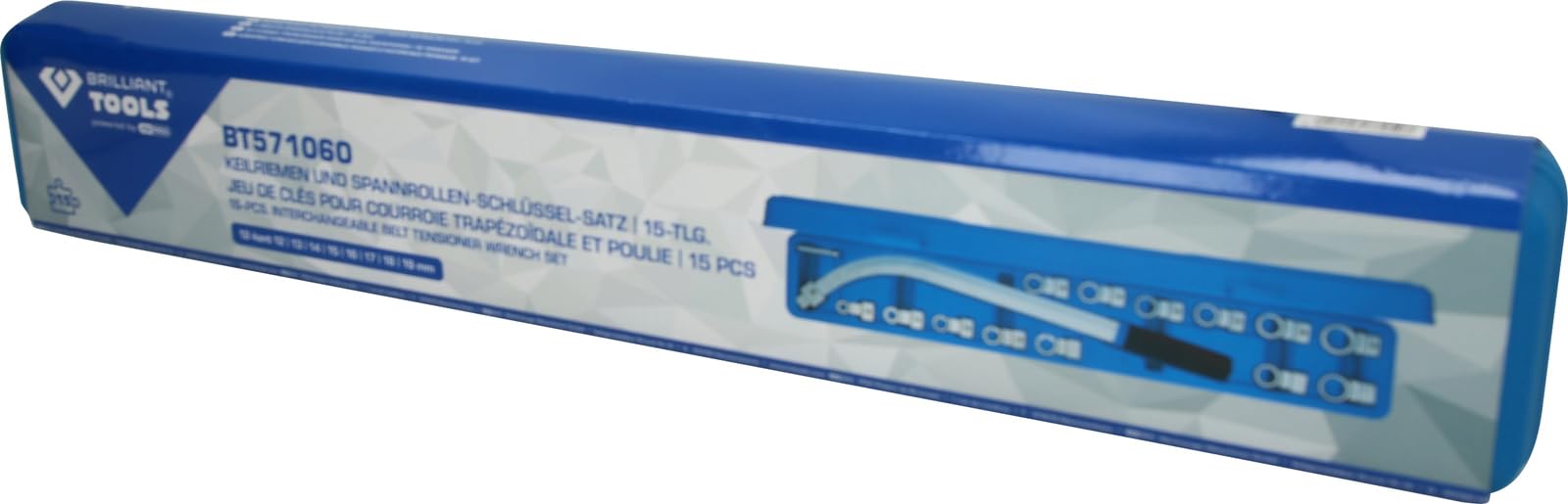 BRILLIANT TOOLS BT571060 Juego de llaves para correas trapezoidales y rodillos tensores, 15 pzs [Powered by KS TOOLS]