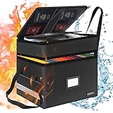 CACFTII Fireproof Document Box with Lock Double Layer Portable File Box with Handle Collapsible File