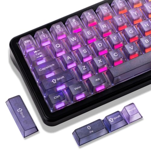 Image of dagaladoo Clear keycaps,Translucent keycaps Frost,Shine Throug Key caps | Transparent keyboard keycaps Glossy,PC Cherry Profile custom Keycaps for Mx Switches Mechanical Keyboard(Purple,115key)