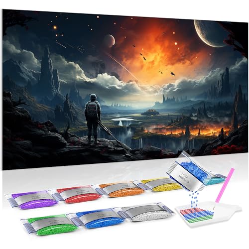 Tableau diamant grand format 70x40 cm Jumpdot anti-stress motif soldats et guerre
