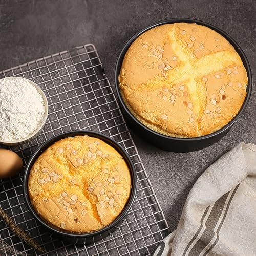Cake Pan Set of 3 – 4/6/8 Inch Non-Stick Stainless Steel Round Baking Cake Pans – Baking Tool Oven Circular Cake Plate – Black Finish - Image 6