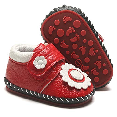 Babelvit Baby Girls Boys Soft Rubber Sole Walking Sneakers Hard Bottom Infant Cartoon Slippers Non Slip PU Leather Toddler First Walkers Crib Shoes 3-18 Months