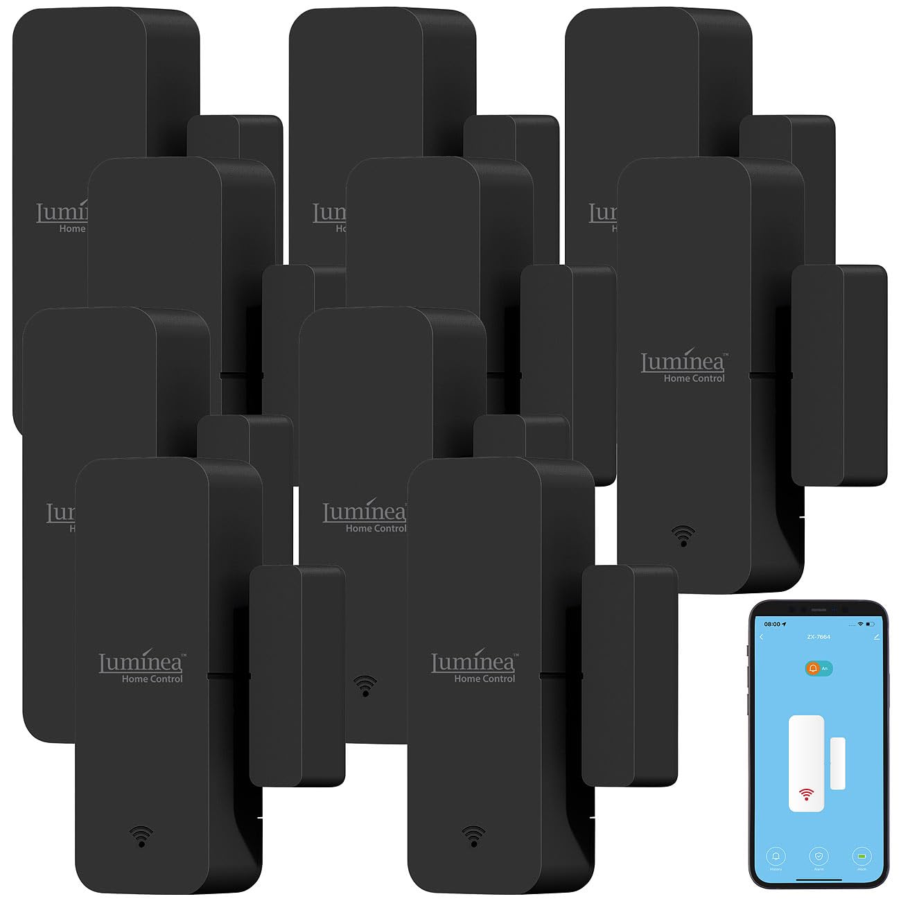 Luminea Home Control Tür-Fensterkontakt: 10er-Set WLAN-Tür- und -Fensteralarm, weltweiter App-Zugriff (Alarm wenn Tür geöffnet Wird, WLAN-Fenster-Sensor)