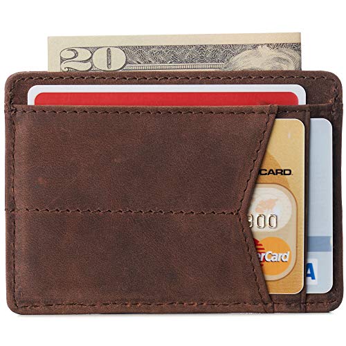 Image of Alpine Swiss RFID Minimalist Oliver Front Pocket Wallet For Men Leather Hampton Collection Nubuck Tan