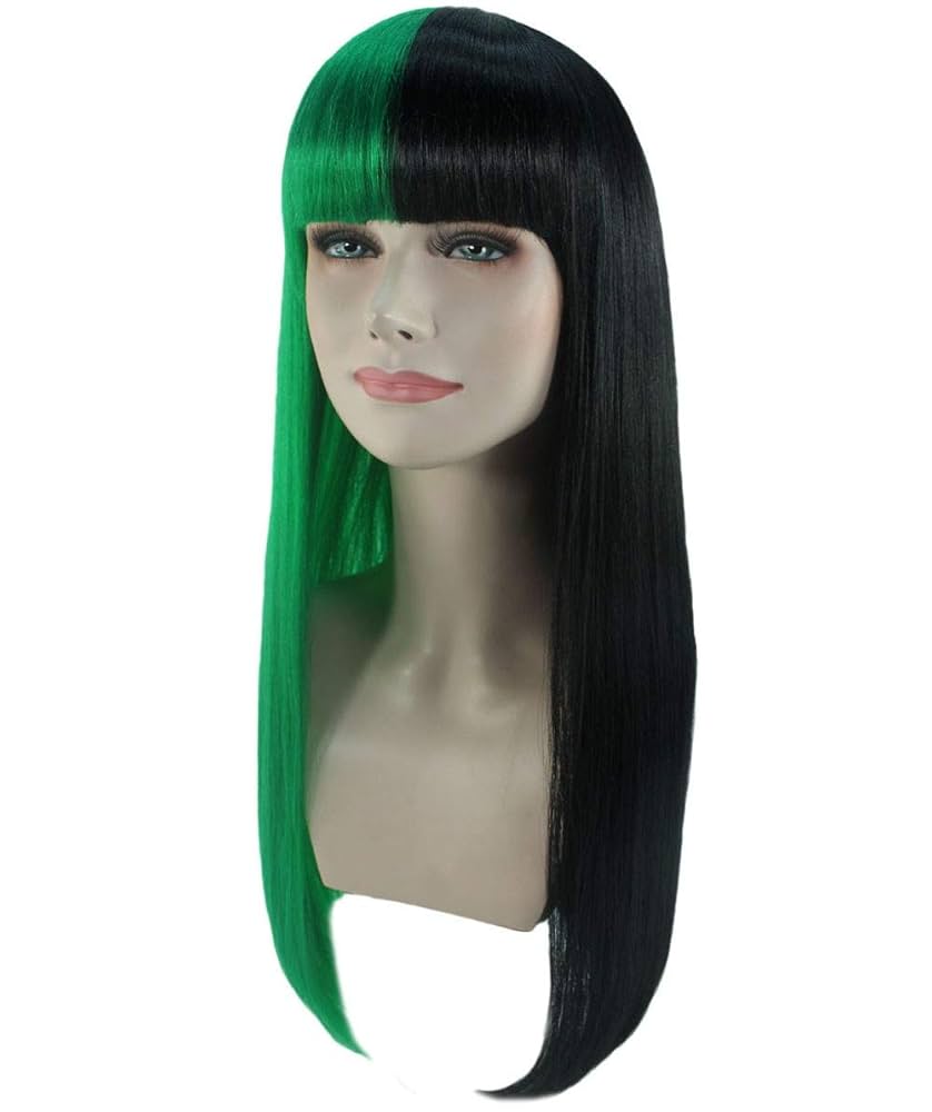Amazon | Wigs2you 仮装 ウィッグ H-4112 緑黒 ツートン ロング