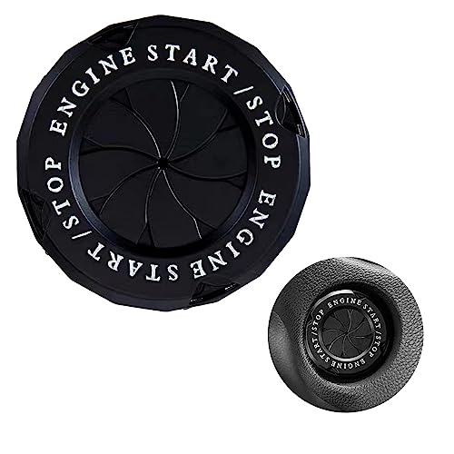 Image of Rotary Push Start Button Cover, Universal Car Engine Start Button Cover, Car Stickers Interior Decor, Car Accessories Motorcycle Ignition Key Switch Cover (Black)