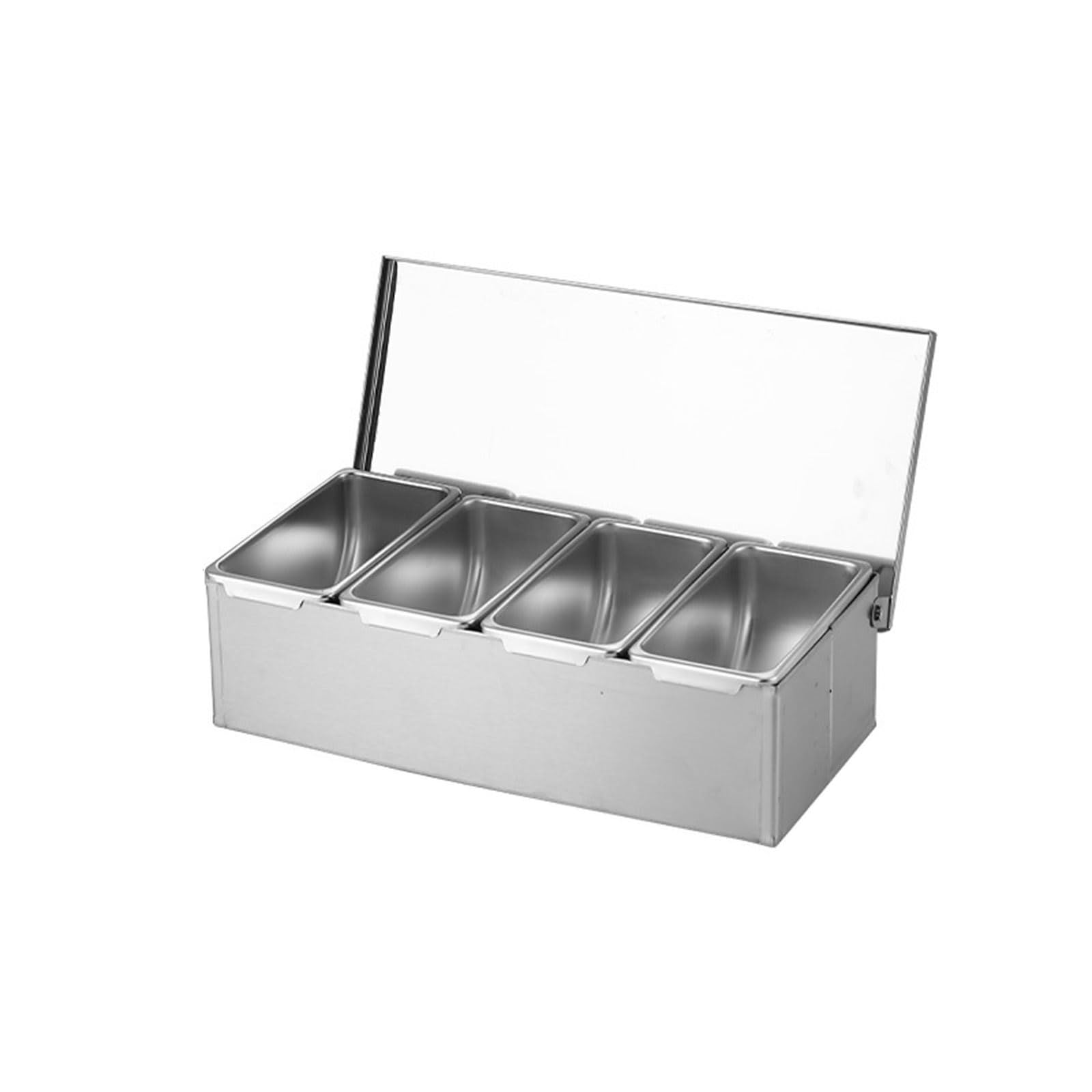 Zwwaazhf Four Grids Professional Kitchen Seasonings Organizers 304 Nonrust Steel Multi Compartment Container Hygienic Space Saving Design Kitchen Seasonings Jars