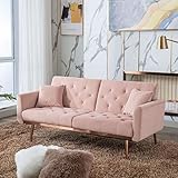 Modern Velvet Accent Sofa, Convertible Futon Sofa Bed, Recliner Couch Accent Sofa Loveseat Sofa with