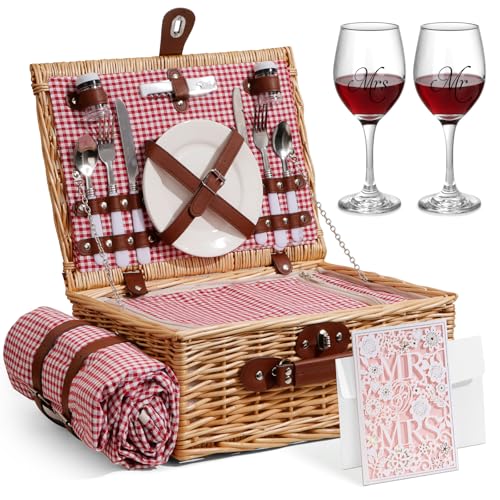 Cesta de piquenique para 2, presente de chá de panela, presentes ...