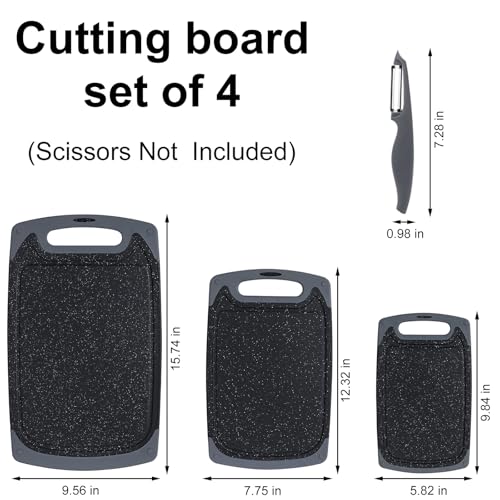 Chopping Board Set, Kitchen Cutting Boards with Non-Slip Feet and Deep Drip Juice Groove, 3PCS BPA Free Plastic Chopping Boards Dishwasher Safe Cutting Board, Black - Image 4