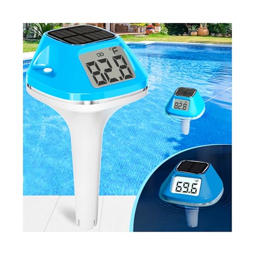 DeeprBlu 2025 New Iteration Solar Digital Pool Thermometer with Rope, Easy Read Extra Large Backilt LCD Display Floating Pool Thermometer, IP68 Waterproof Pools Water Temperature Gauge for Hot tub,Spa
