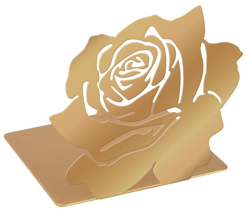 Moses. libri_x Bookend Reading Garden - Golden Metal Book Stand with Rose Motif, Decorative Book Holder for Bookcase, Desk and Favorite Books, Cut-Out Look