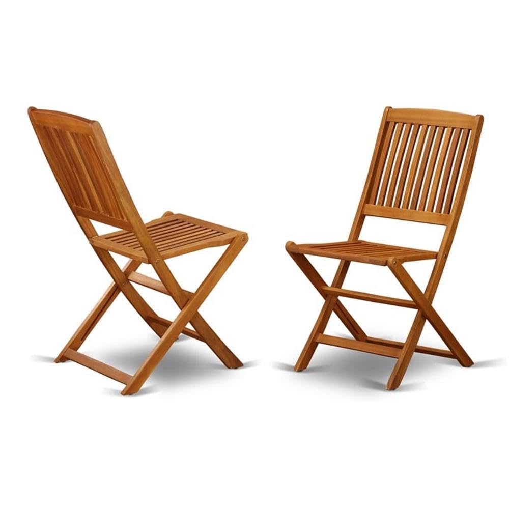 BCMCWNA Cameron Foldable Patio Dining Chairs - Acacia Wood, Set of 2, Natural Oil