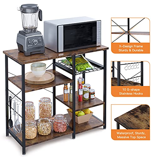 ODK Kitchen Bakers Rack, Utility Storage Shelf Microwave Oven Stand, 3-Tier+3-Tier Coffee Bar Table with 10 S-Shape… - Image 6