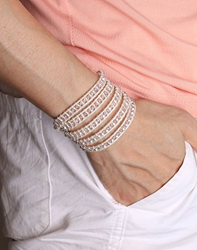 Kelitch Clear Crystal Bead 5 Wrap Bracelet With Leather Rope Cuff Bangle Handmade Fashion Strand Bracelet For Women #TOP2