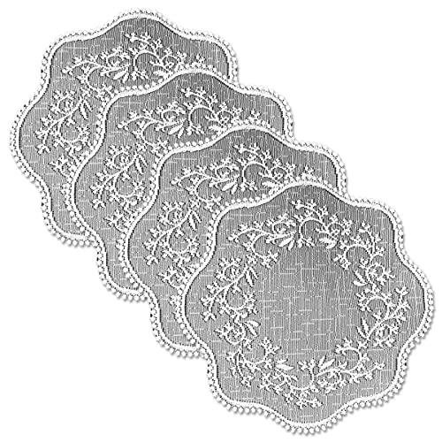 212 Main Sheer Divine 12 in. Round Doily - White - Set of 4