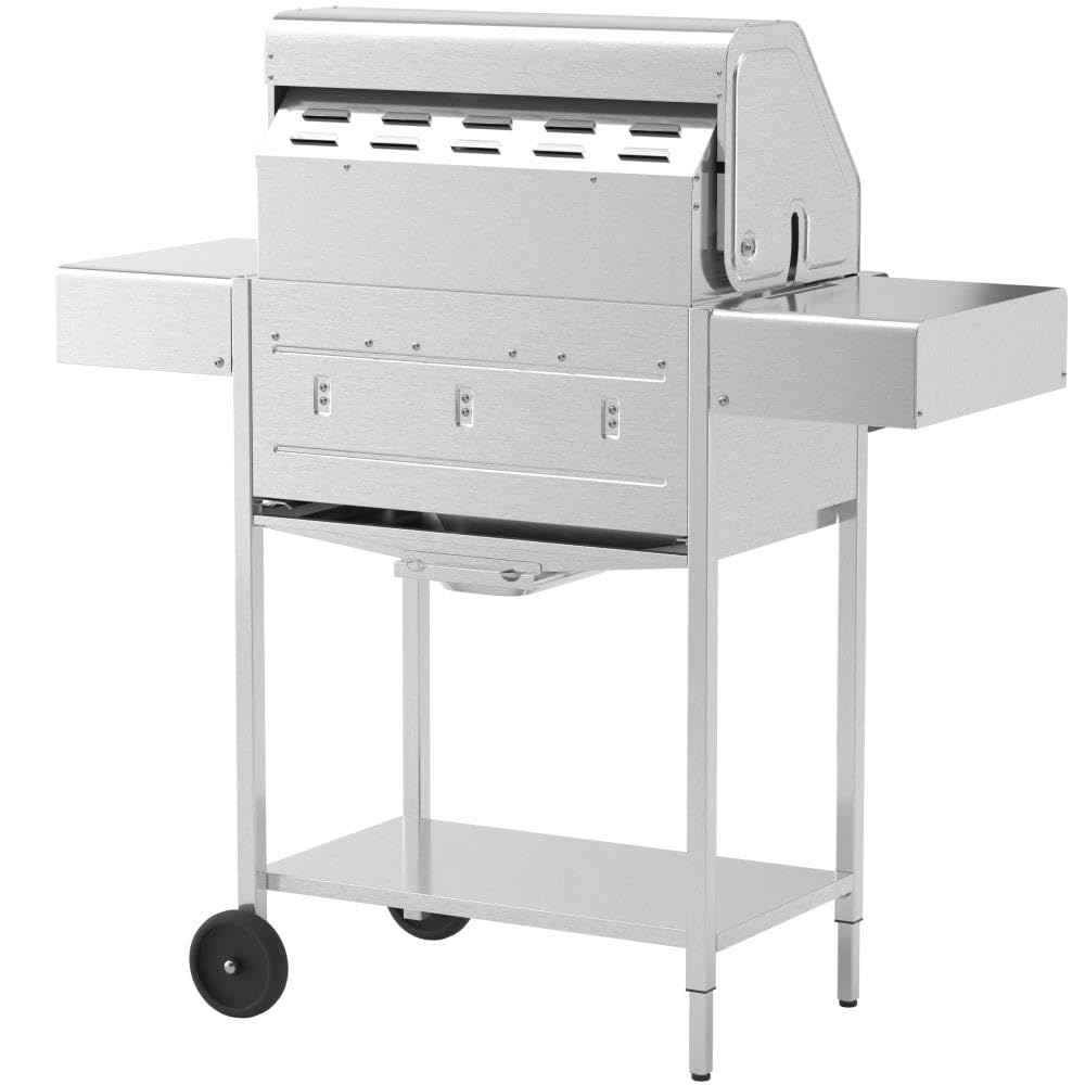 Schickling Gasgrill "Henry L - Classic" Premium BBQ Grillwagen komplett aus Edelstahl mit 3 Brennern & Doppelwandigem Deckel – Made in Germany: 3-teiliger Grillrost | Grillfläche: 55 x 33 cm