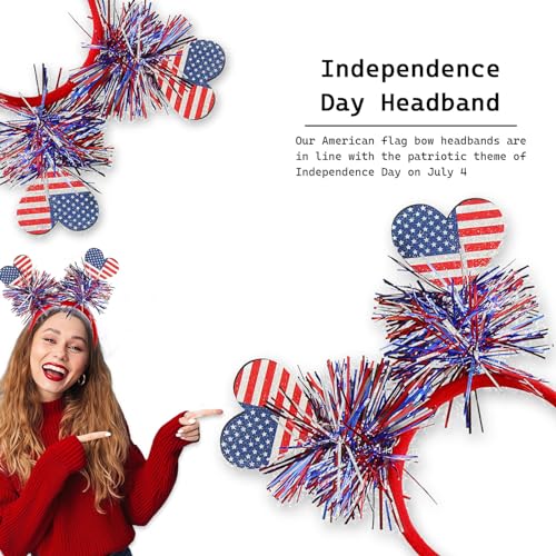 Hifanmm 4Th Of July Headband Independence Day Hair Accessories Patriotic Party Hair Supplies Usa Flag Heart Design Blue Red Ribbon Stars Hair Decoration Non Slip Head Band For Women Girls Kids 1 Pcs thumb #1